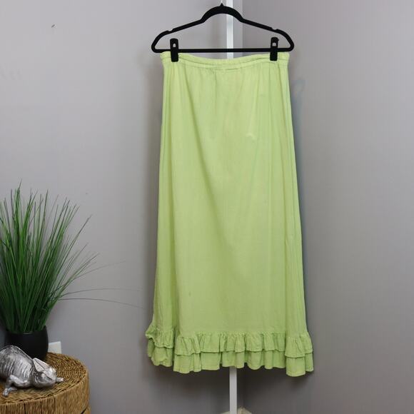 Maria de Guadalajara Skirt Green Cotton One Size Vintage Mexico Boho - Picture 2 of 8